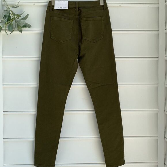 LOFT Ann Taylor High‎ -Rise Button Front Skinny Ankle Jean Olive Size 2 NWT - Picture 9 of 14